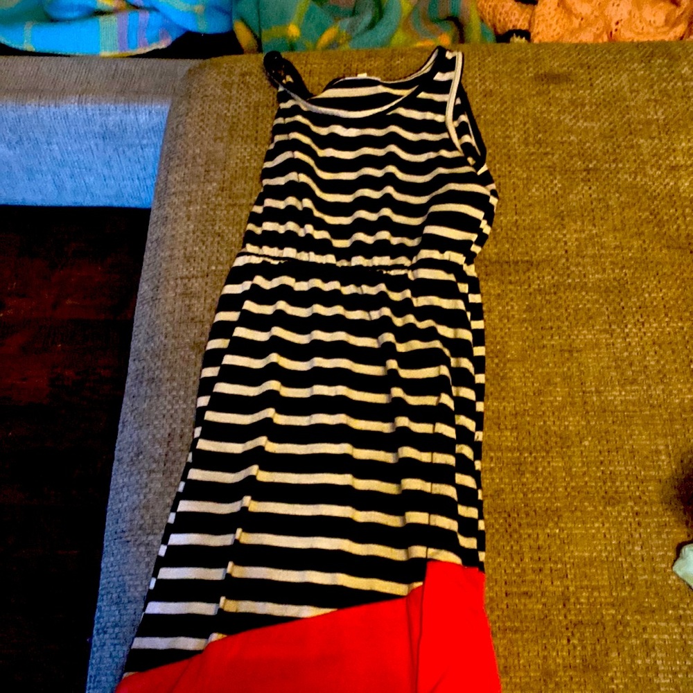 Striped ankle long dress